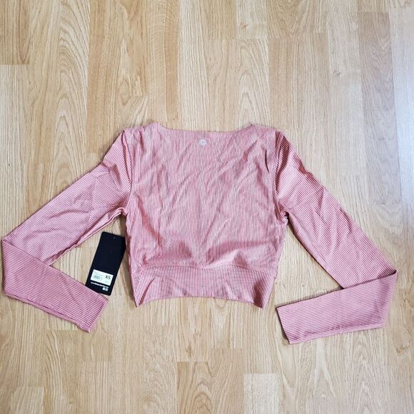 90 Degree by Reflex: Rib Twist Cropped Long Sleeve Workout Top - size XS - Picture 7 of 12